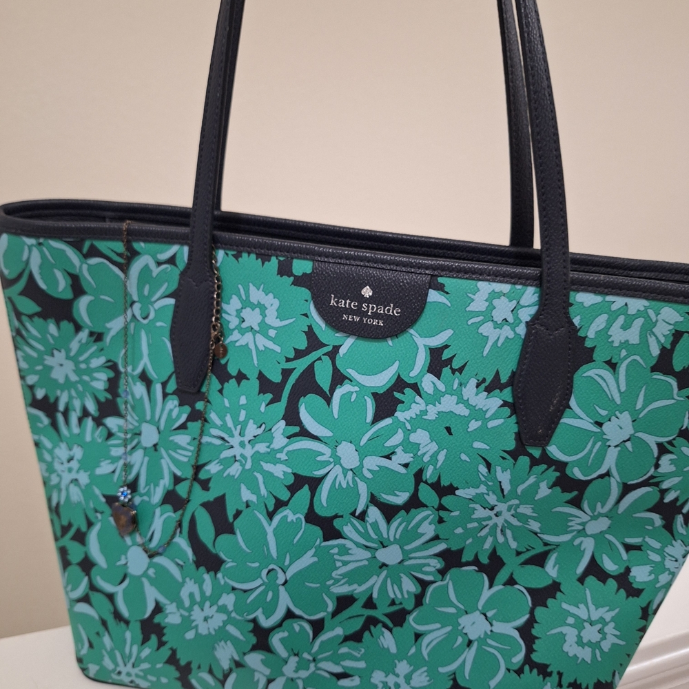 kate spade Black Trim Green Floral Tote